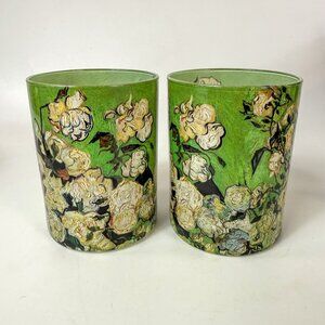 Van Gogh Roses Glass Candle Holders Set Of 2